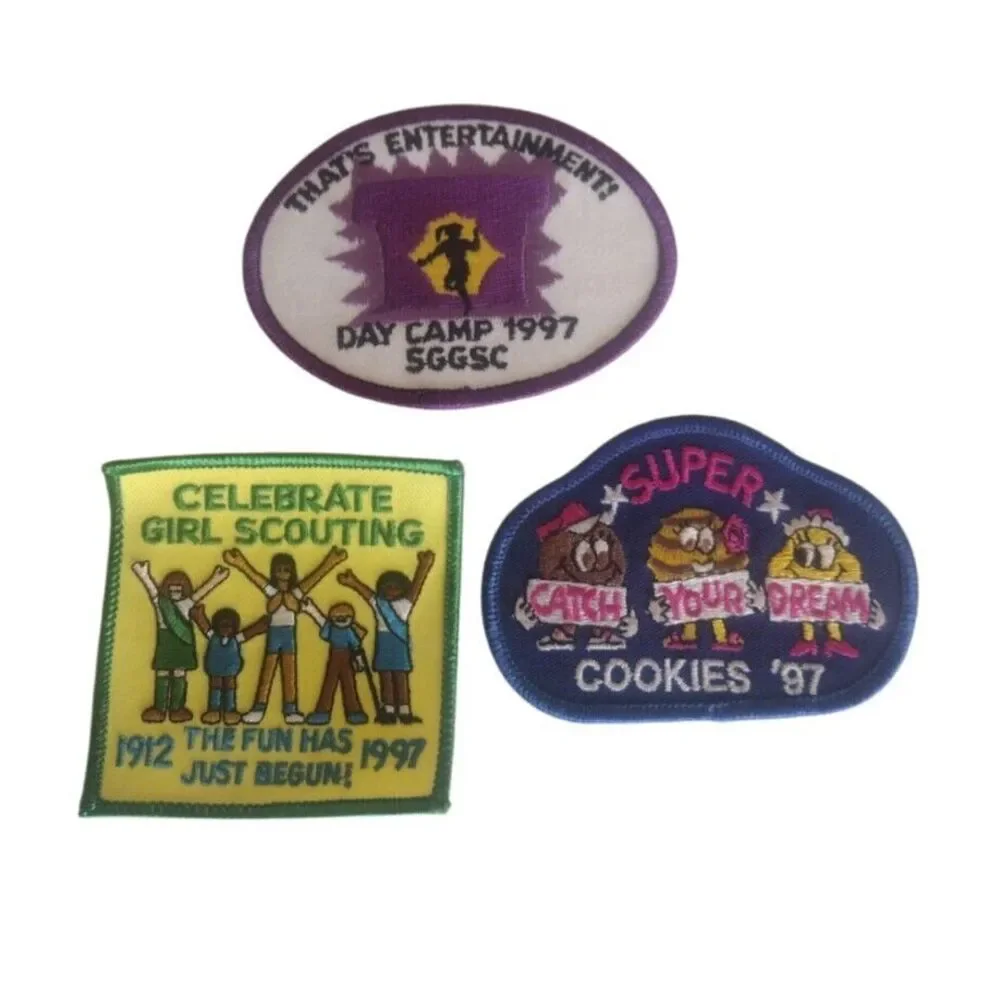 Lot 3x Vintage 1997 GIRL SCOUTS CLUB Felt Patches Colorful Several Sizes